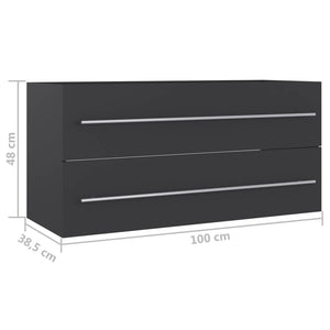 Ντουλάπι Νιπτήρα Γκρι 100 x 38,5 x 48 εκ. από Επεξ. Ξύλο