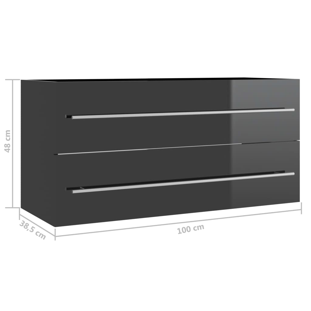 Ντουλάπι Νιπτήρα Γυαλιστερό Γκρι 100x38,5x48 εκ. από Επεξ. Ξύλο - Pakobazaar