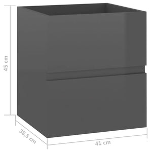 Ντουλάπι Νιπτήρα Γυαλ. Γκρι 41x38,5x45 εκ. Επεξεργασμένο Ξύλο