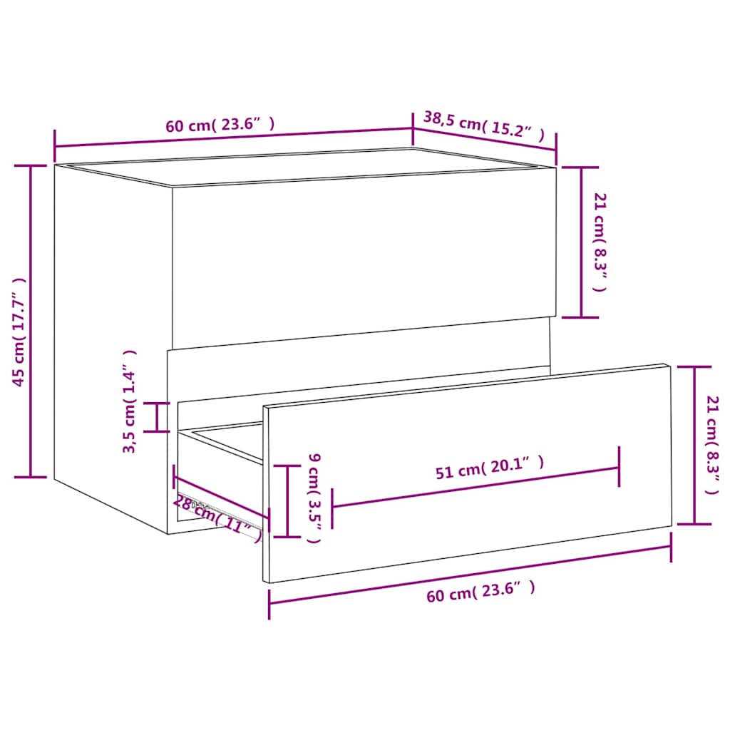 Ντουλάπι Νιπτήρα Sonoma Δρυς 60x38,5x45 εκ. από Επεξ. Ξύλο