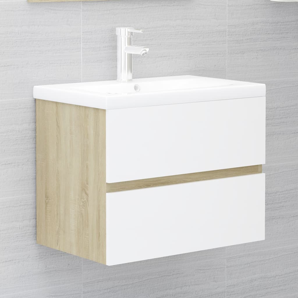 Ντουλάπι Νιπτήρα Λευκό/Sonoma Δρυς 60x38,5x45εκ. από Επεξ. Ξύλο