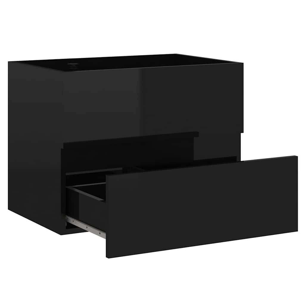 Ντουλάπι Νιπτήρα Γυαλιστερό Μαύρο 60x38,5x45 εκ. από Επεξ. Ξύλο - Pakobazaar