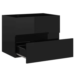 Ντουλάπι Νιπτήρα Γυαλιστερό Μαύρο 60x38,5x45 εκ. από Επεξ. Ξύλο - Pakobazaar
