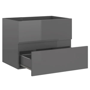 Ντουλάπι Νιπτήρα Γυαλιστερό Γκρι 60x38,5x45 εκ. από Επεξ. Ξύλο