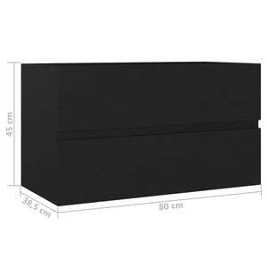 Ντουλάπι Νιπτήρα Μαύρο 80x38,5x45 εκ. από Επεξεργασμένο Ξύλο