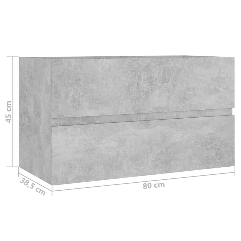 Ντουλάπι Νιπτήρα Γκρι Σκυροδέματος 80x38,5x45εκ. από Επεξ. Ξύλο