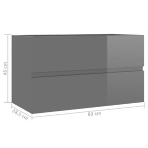 Ντουλάπι Νιπτήρα Γυαλιστερό Γκρι 80x38,5x45 εκ. από Επεξ. Ξύλο