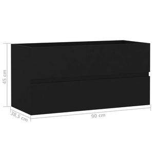 Ντουλάπι Νιπτήρα Μαύρο 90 x 38,5 x 45 εκ. από Επεξ. Ξύλο