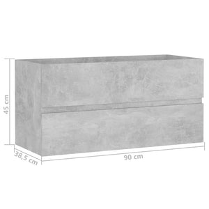 Ντουλάπι Νιπτήρα Γκρι Σκυροδέματος 90x38,5x45εκ. από Επεξ. Ξύλο