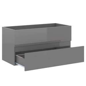 Ντουλάπι Νιπτήρα Γυαλιστερό Γκρι 90x38,5x45 εκ. από Επεξ. Ξύλο