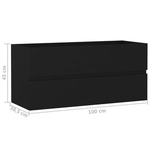 Ντουλάπι Νιπτήρα Μαύρο 100x38,5x45 εκ. από Επεξ. Ξύλο