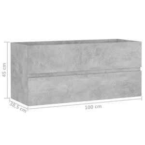 Ντουλάπι Νιπτήρα Γκρι Σκυροδέματος 100x38,5x45 εκ. Επεξ. Ξύλο