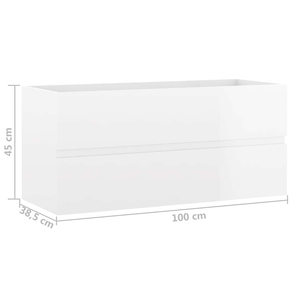 Ντουλάπι Νιπτήρα Γυαλιστερό Λευκό 100x38,5x45εκ. από Επεξ. Ξύλο
