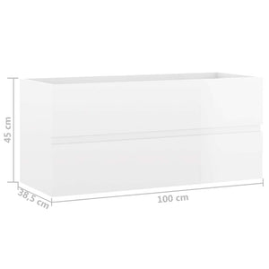 Ντουλάπι Νιπτήρα Γυαλιστερό Λευκό 100x38,5x45εκ. από Επεξ. Ξύλο