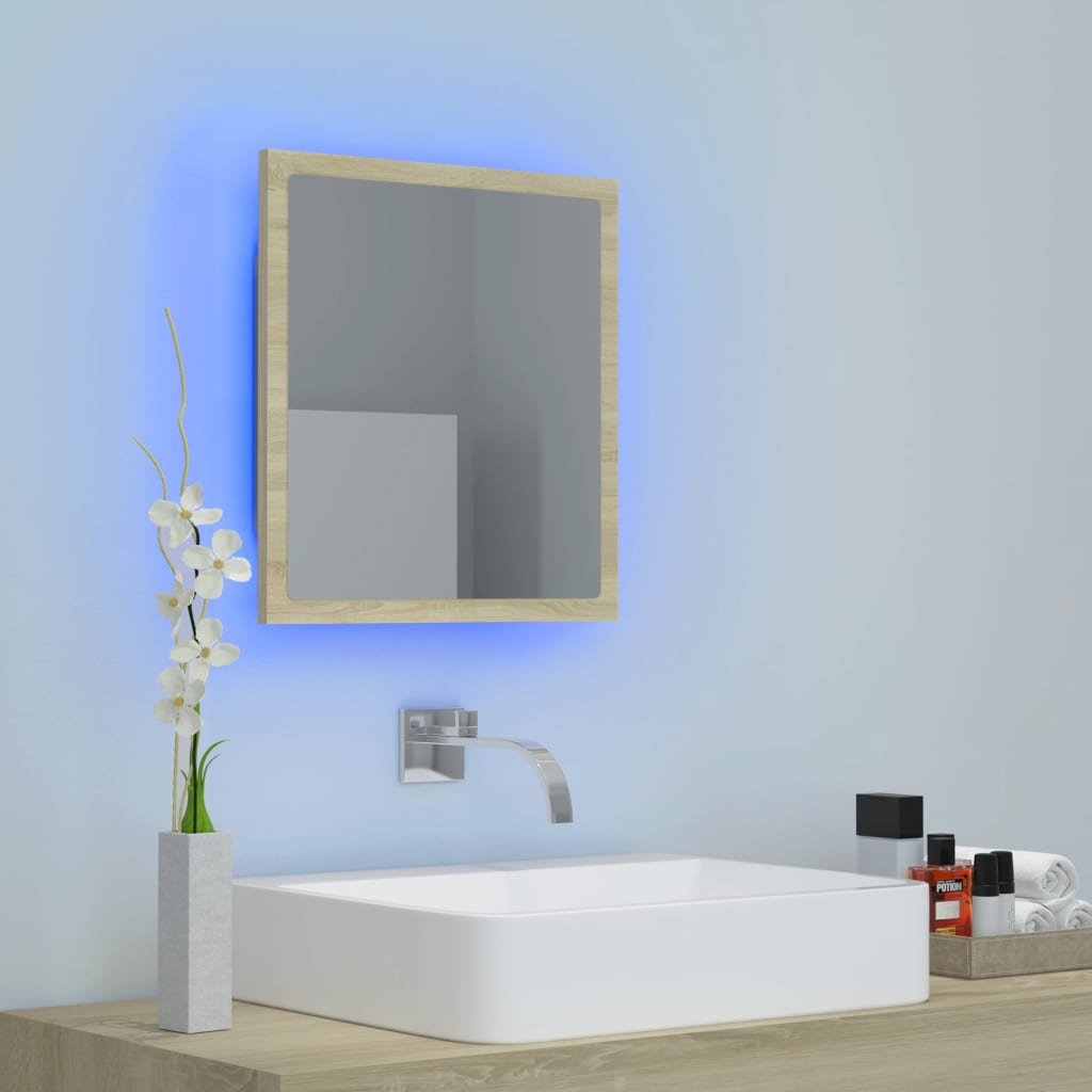 Καθρέφτης Μπάνιου με LED Sonoma Δρυς 40x8,5x37 εκ. Ακρυλικός - Pakobazaar
