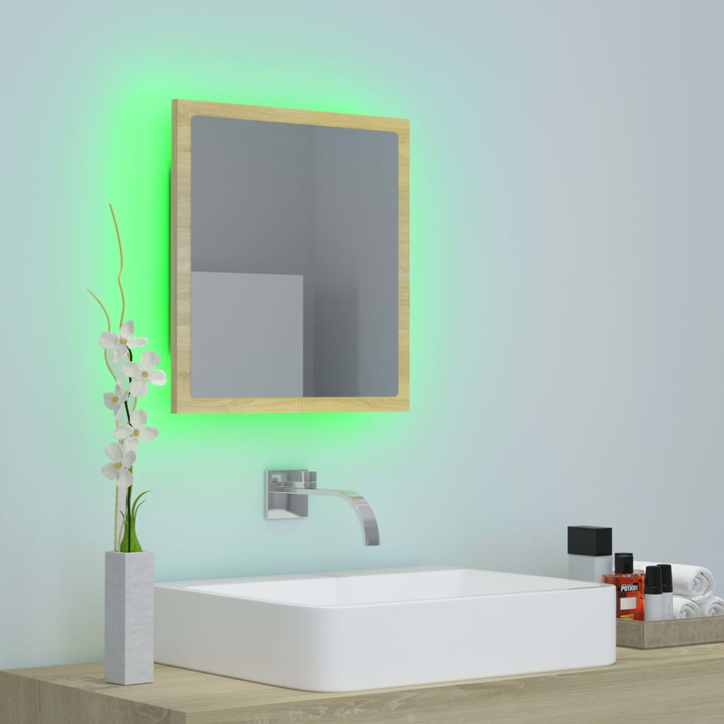 Καθρέφτης Μπάνιου με LED Sonoma Δρυς 40x8,5x37 εκ. Ακρυλικός - Pakobazaar