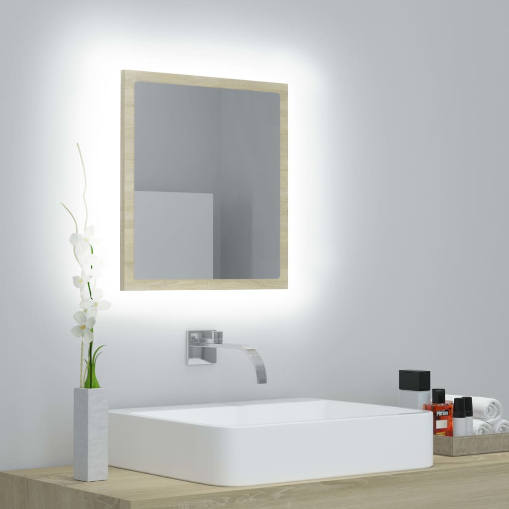 Καθρέφτης Μπάνιου με LED Sonoma Δρυς 40x8,5x37 εκ. Ακρυλικός - Pakobazaar