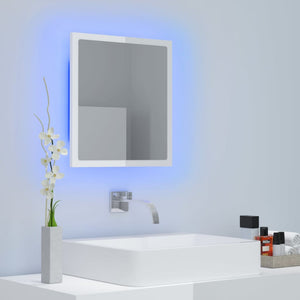 Καθρέφτης Μπάνιου με LED Γυαλ. Λευκό 40x8,5x37 εκ. Ακρυλικός - Pakobazaar