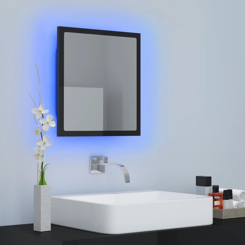 Καθρέφτης Μπάνιου με LED Γυαλ. Μαύρο 40x8,5x37 εκ. Ακρυλικός - Pakobazaar