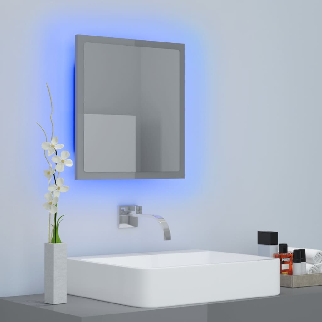 Καθρέφτης Μπάνιου με LED Γυαλ. Γκρι 40x8,5x37 εκ. Ακρυλικός - Pakobazaar