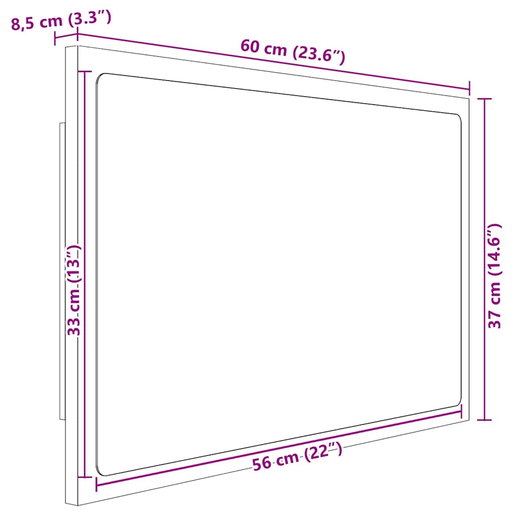 Καθρέφτης Μπάνιου με LED Λευκός 60 x 8,5 x 37 εκ. Ακρυλικός - Pakobazaar