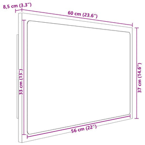 Καθρέφτης Μπάνιου με LED Λευκός 60 x 8,5 x 37 εκ. Ακρυλικός - Pakobazaar