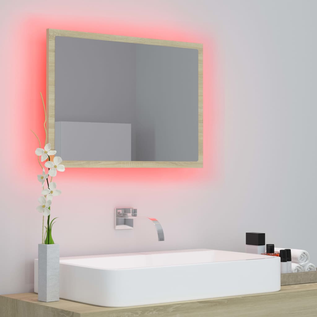 Καθρέφτης Μπάνιου με LED Sonoma Δρυς 60x8,5x37 εκ. Ακρυλικός - Pakobazaar