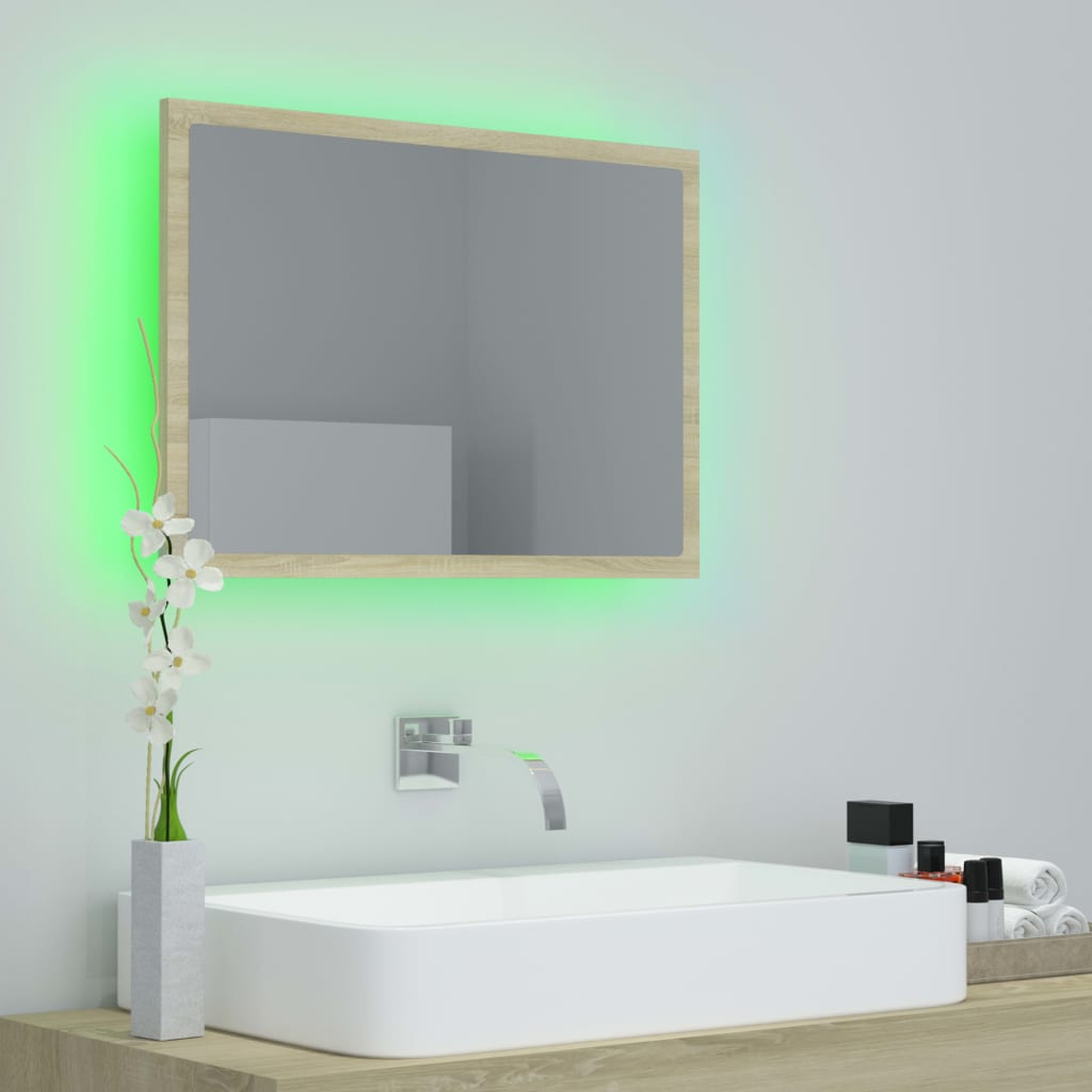 Καθρέφτης Μπάνιου με LED Sonoma Δρυς 60x8,5x37 εκ. Ακρυλικός - Pakobazaar