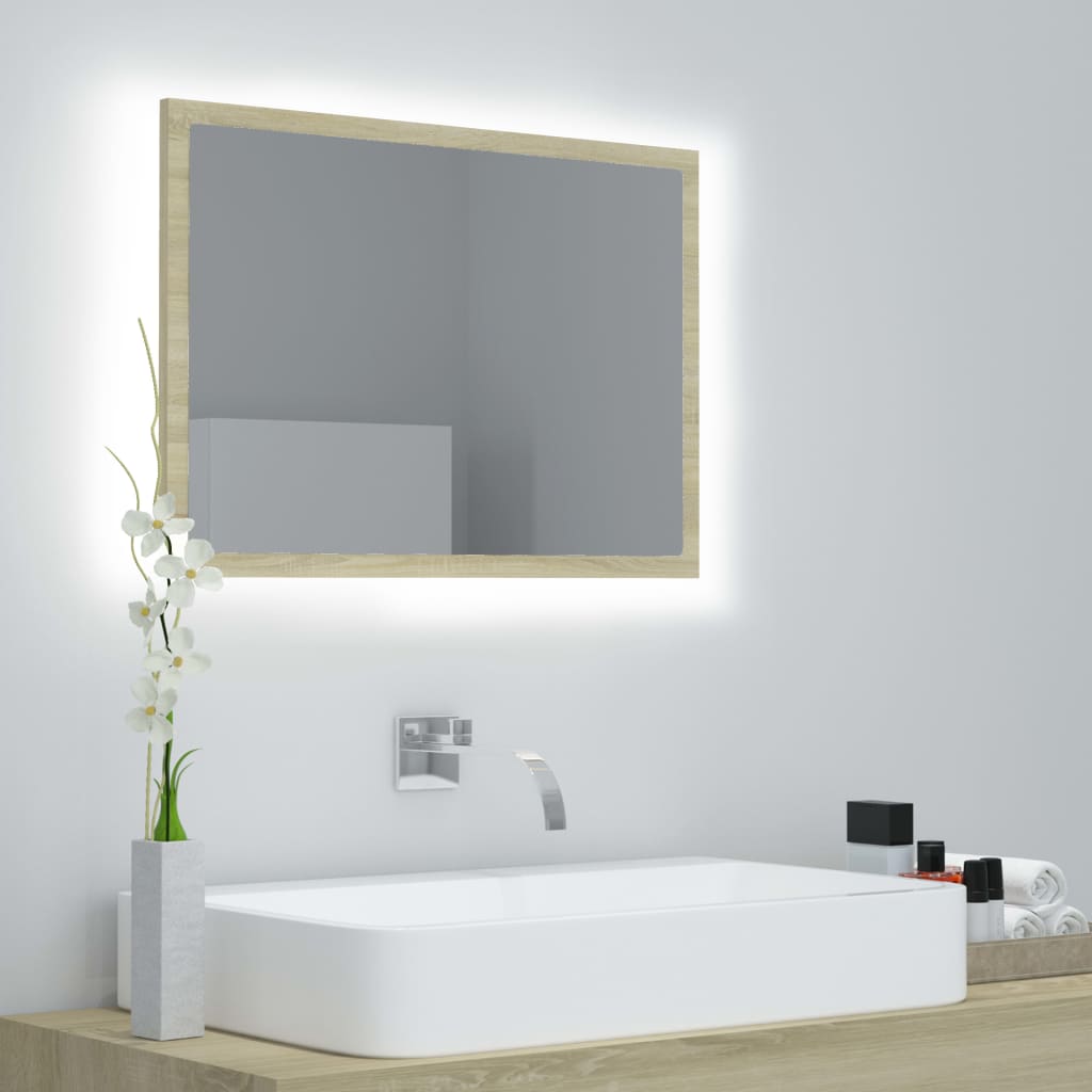Καθρέφτης Μπάνιου με LED Sonoma Δρυς 60x8,5x37 εκ. Ακρυλικός - Pakobazaar