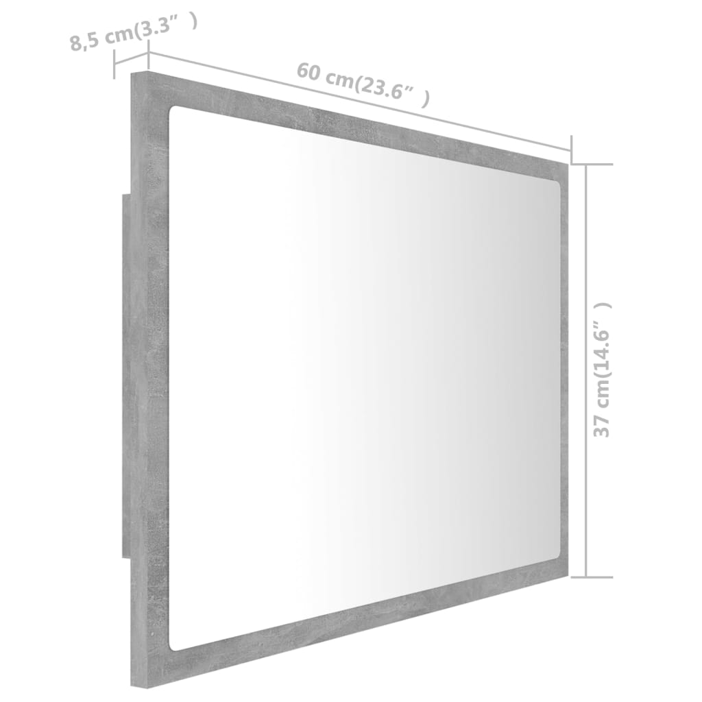 Καθρέφτης Μπάνιου Γκρι Σκυροδέματος 60x8,5x37 εκ. Ακρυλικός - Pakobazaar