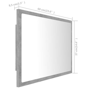 Καθρέφτης Μπάνιου Γκρι Σκυροδέματος 60x8,5x37 εκ. Ακρυλικός - Pakobazaar