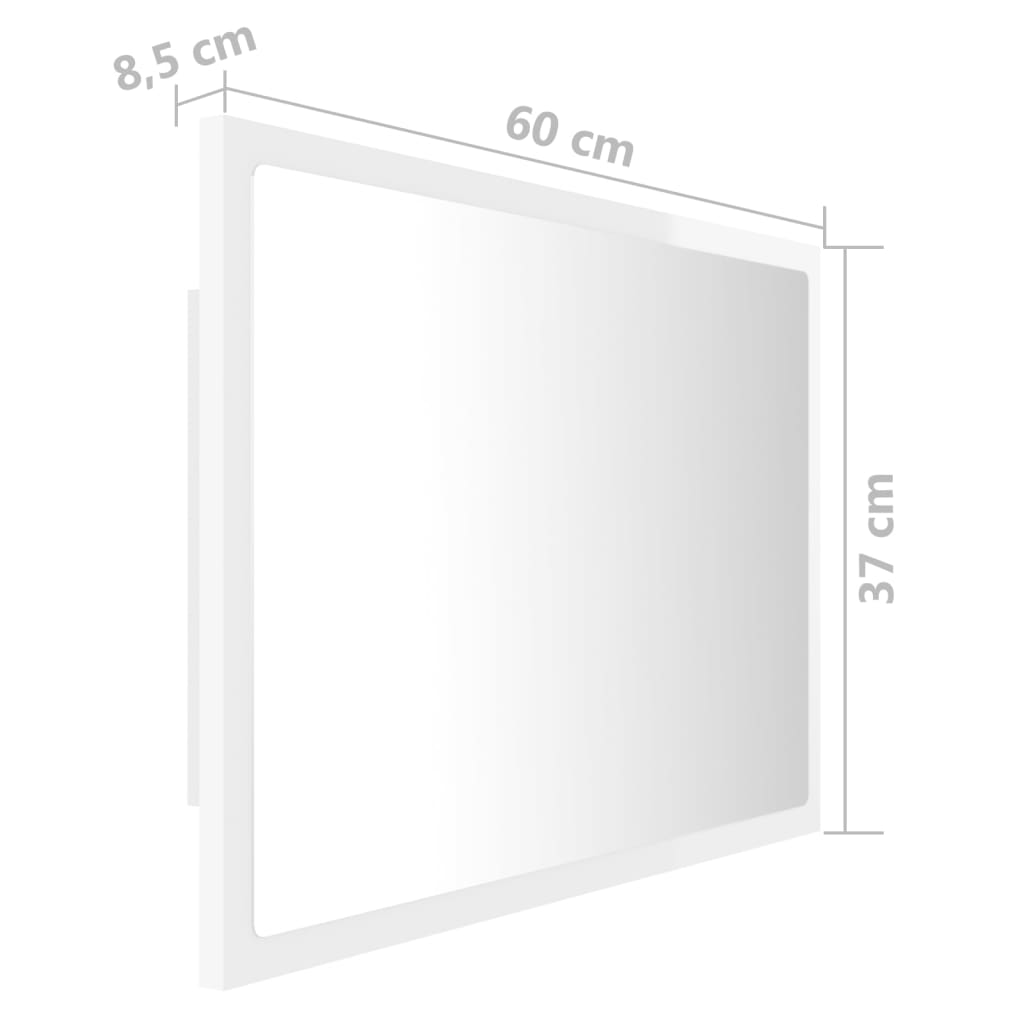 Καθρέφτης Μπάνιου με LED Γυαλ. Λευκό 60x8,5x37εκ. Ακρυλικός - Pakobazaar