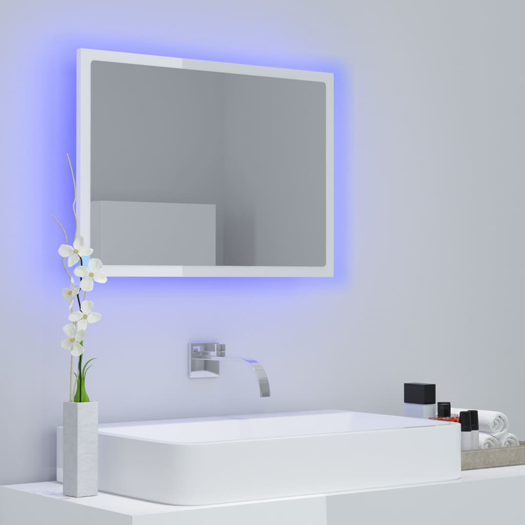 Καθρέφτης Μπάνιου με LED Γυαλ. Λευκό 60x8,5x37εκ. Ακρυλικός - Pakobazaar