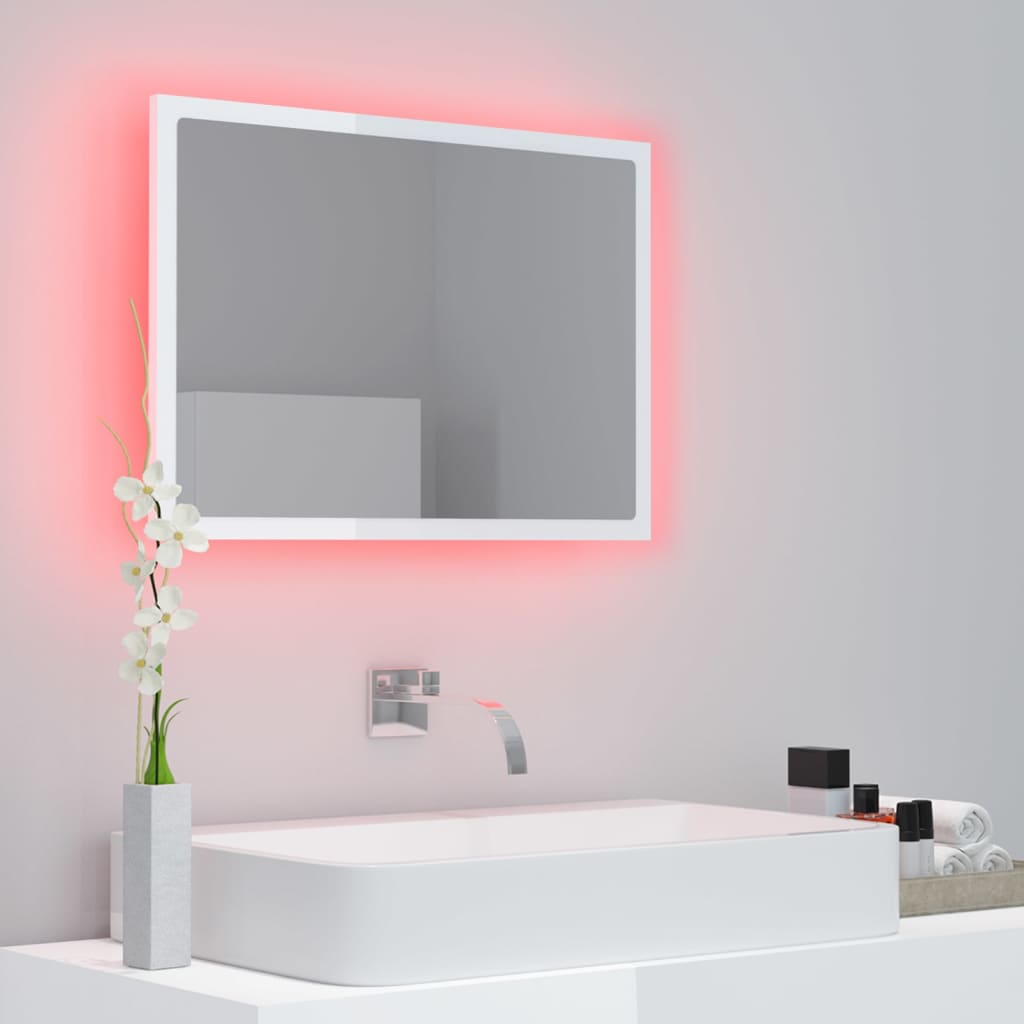 Καθρέφτης Μπάνιου με LED Γυαλ. Λευκό 60x8,5x37εκ. Ακρυλικός - Pakobazaar