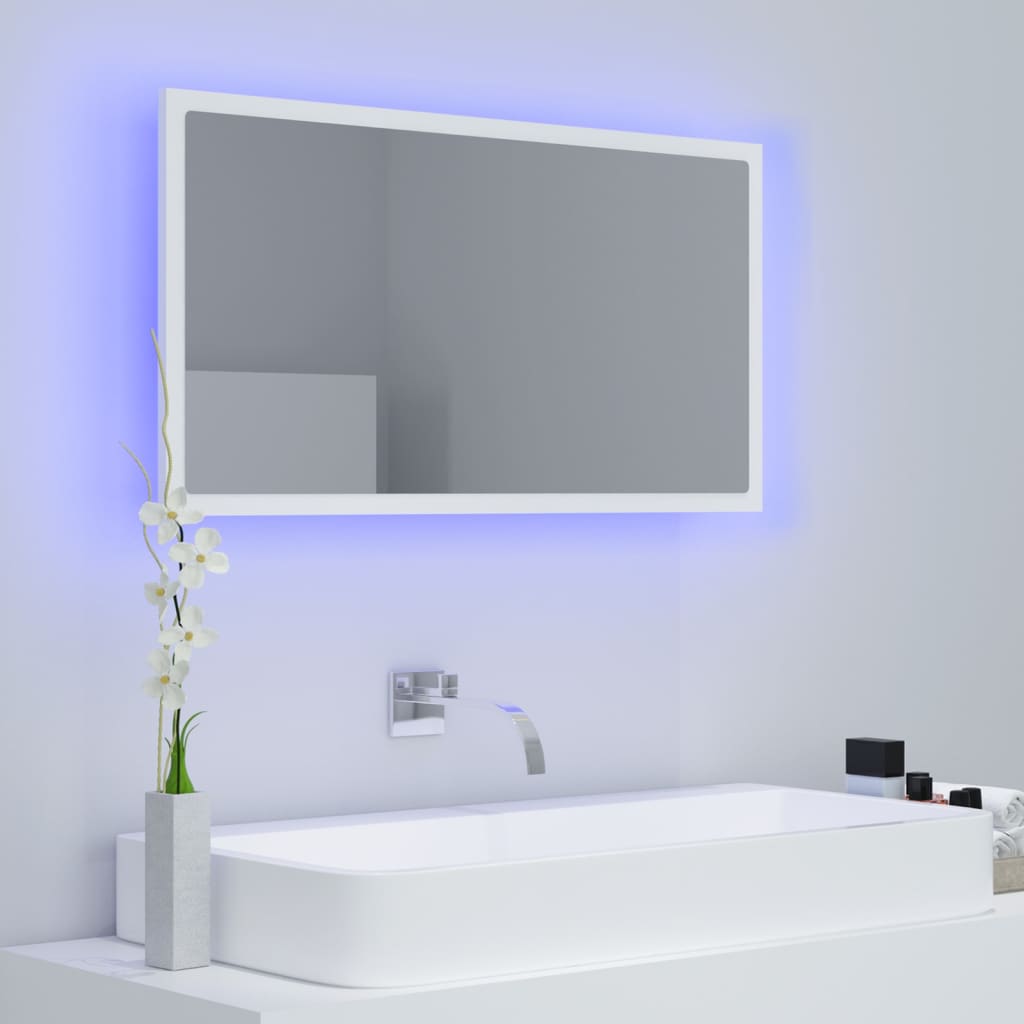 Καθρέφτης Μπάνιου με LED Λευκός 80 x 8,5 x 37 εκ. Ακρυλικός - Pakobazaar