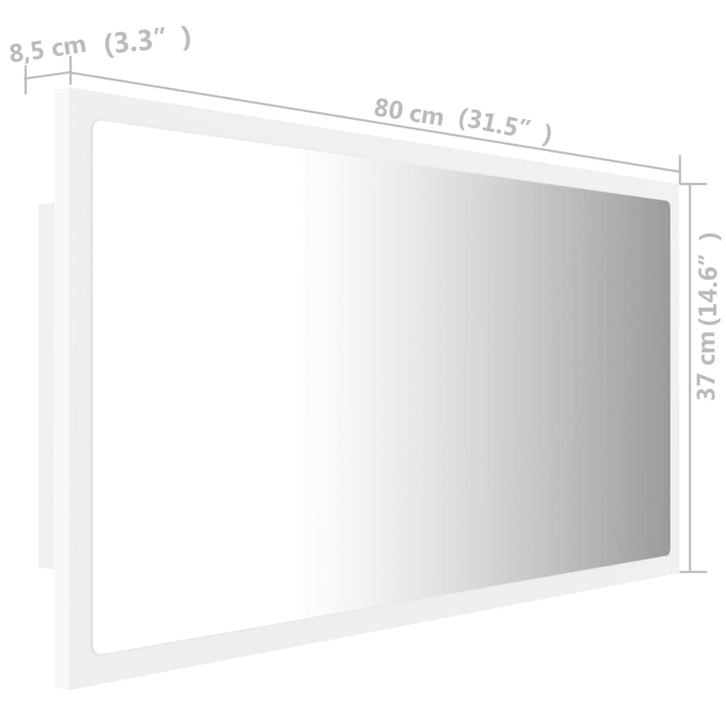 Καθρέφτης Μπάνιου με LED Λευκός 80 x 8,5 x 37 εκ. Ακρυλικός - Pakobazaar