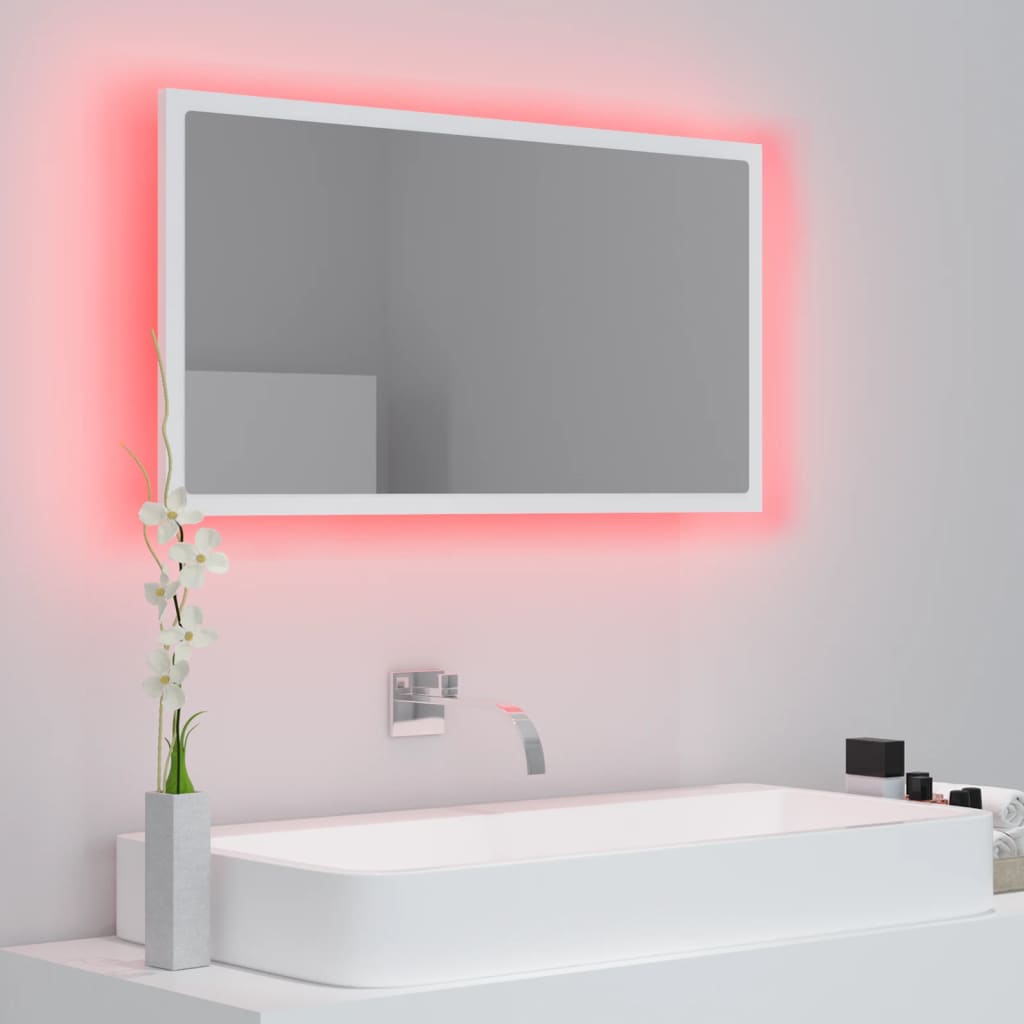 Καθρέφτης Μπάνιου με LED Λευκός 80 x 8,5 x 37 εκ. Ακρυλικός - Pakobazaar