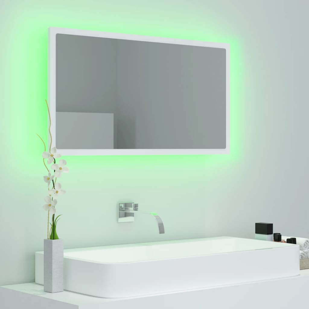 Καθρέφτης Μπάνιου με LED Λευκός 80 x 8,5 x 37 εκ. Ακρυλικός - Pakobazaar