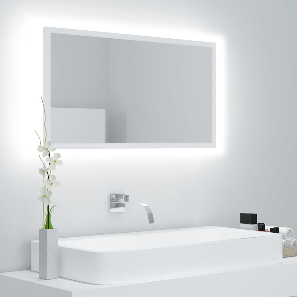 Καθρέφτης Μπάνιου με LED Λευκός 80 x 8,5 x 37 εκ. Ακρυλικός - Pakobazaar