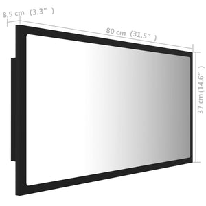 Καθρέφτης Μπάνιου με LED Μαύρος 80x8,5x37 εκ. Ακρυλικός - Pakobazaar