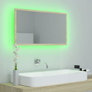 Καθρέφτης Μπάνιου με LED Sonoma Δρυς 80x8,5x37 εκ. Ακρυλικός - Pakobazaar