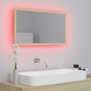 Καθρέφτης Μπάνιου με LED Sonoma Δρυς 80x8,5x37 εκ. Ακρυλικός - Pakobazaar