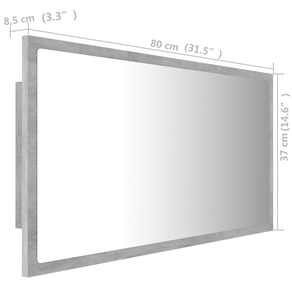 Καθρέφτης Μπάνιου Γκρι Σκυροδέματος 80x8,5x37 εκ. Ακρυλικός - Pakobazaar