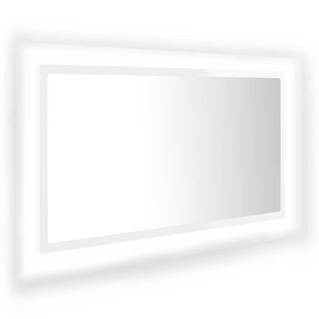 Καθρέφτης Μπάνιου με LED Γυαλ. Λευκό 80x8,5x37 εκ. Ακρυλικός - Pakobazaar
