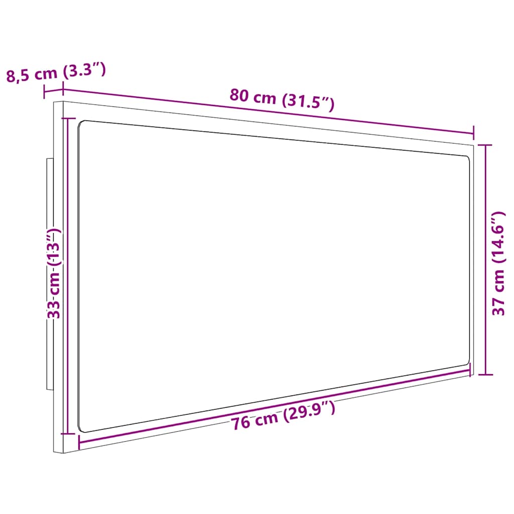 Καθρέφτης Μπάνιου με LED Γυαλ. Λευκό 80x8,5x37 εκ. Ακρυλικός - Pakobazaar