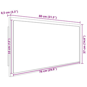 Καθρέφτης Μπάνιου με LED Γυαλ. Λευκό 80x8,5x37 εκ. Ακρυλικός - Pakobazaar
