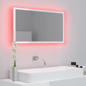 Καθρέφτης Μπάνιου με LED Γυαλ. Λευκό 80x8,5x37 εκ. Ακρυλικός - Pakobazaar
