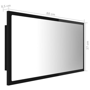 Καθρέφτης Μπάνιου με LED Γυαλ. Μαύρο 80x8,5x37 εκ. Ακρυλικός - Pakobazaar