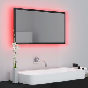 Καθρέφτης Μπάνιου με LED Γυαλ. Μαύρο 80x8,5x37 εκ. Ακρυλικός - Pakobazaar