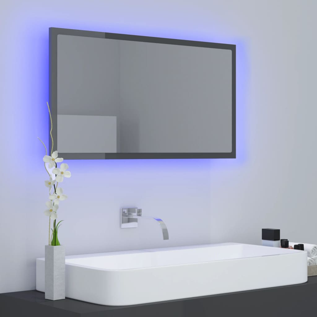 Καθρέφτης Μπάνιου με LED Γυαλ. Γκρι 80x8,5x37 εκ. Ακρυλικός - Pakobazaar